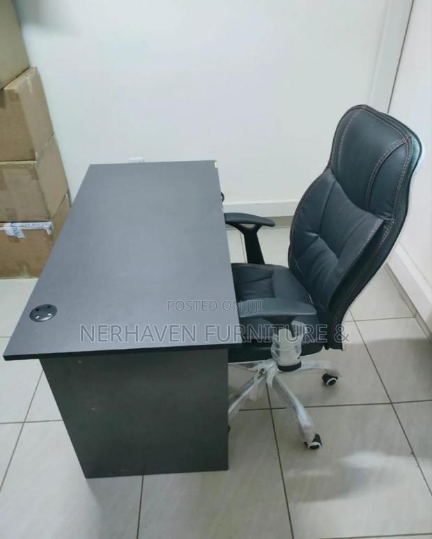 Office Desk and Leather Chair – Executive Setup