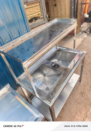 Double Sink With Utensils Drying Rack