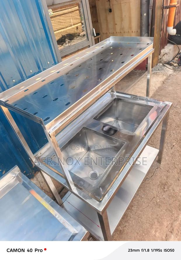 Double Sink With Utensils Drying Rack - main view