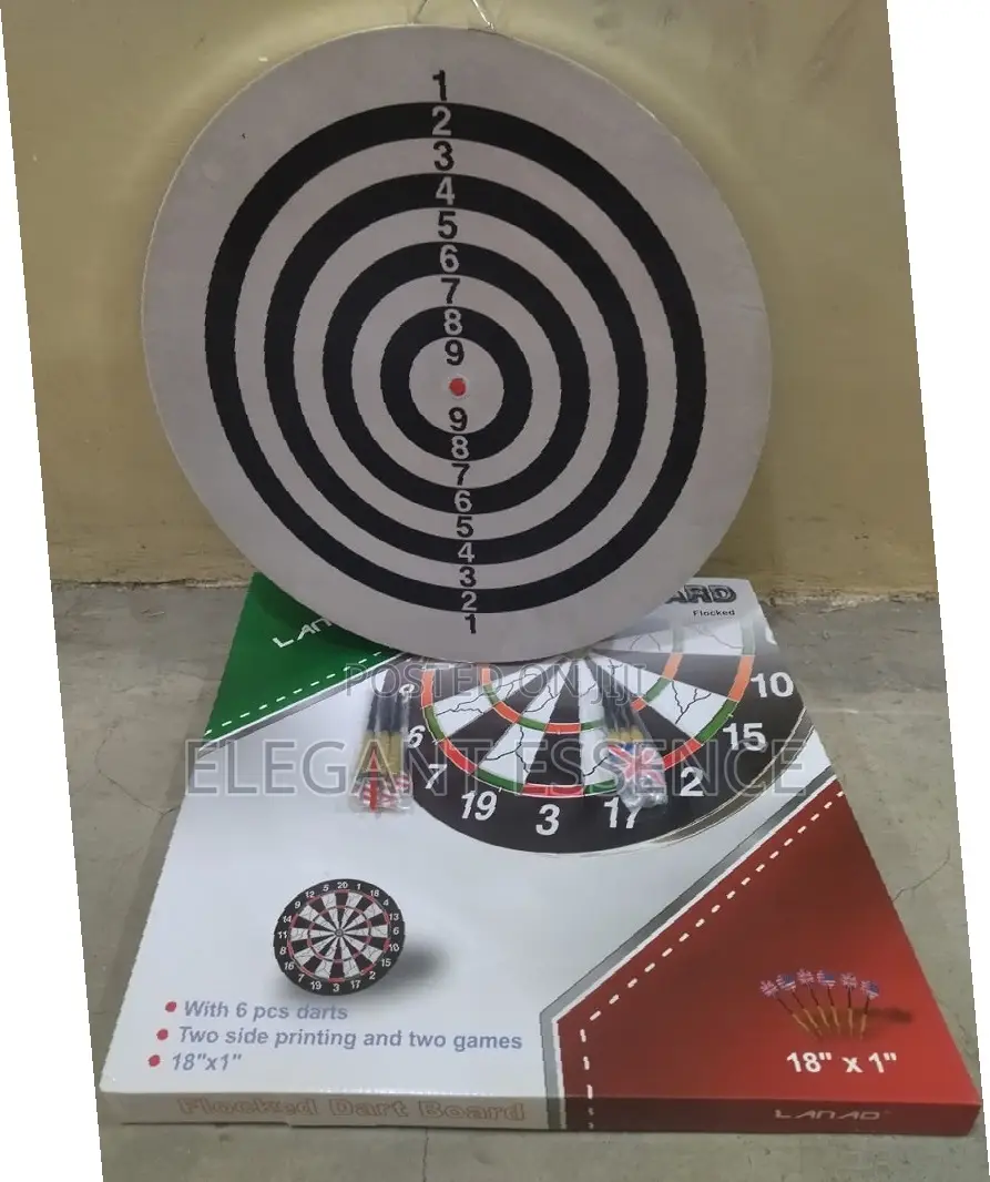 Professional Dartboard Double Sided 18" Dart Game Set Target 6 Darts