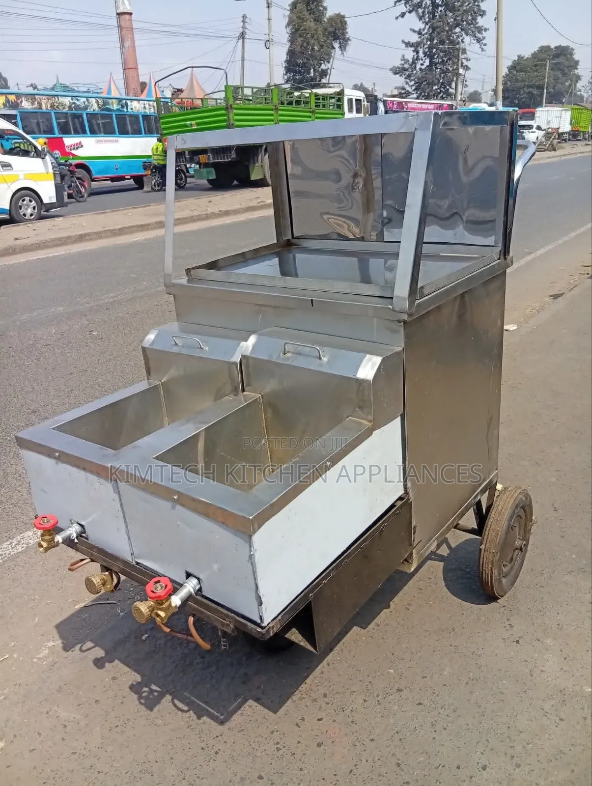 Stainless Steel Snacks Trolley With Fryer