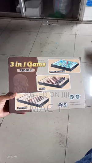 Quality Foldable 3 in 1 Board Game Chess Draughts and Snake Ladders
