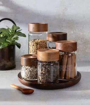 Available High Borosilicate Glass Jars With Acacia Air Tight Lids