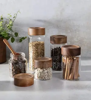 Available High Borosilicate Glass Jars With Acacia Air Tight Lids
