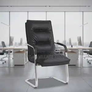 Office Chair ; Black Leather Visitor's Office Chair