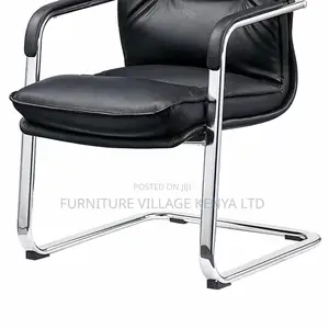 Office Chair ; Black Leather Visitor's Office Chair