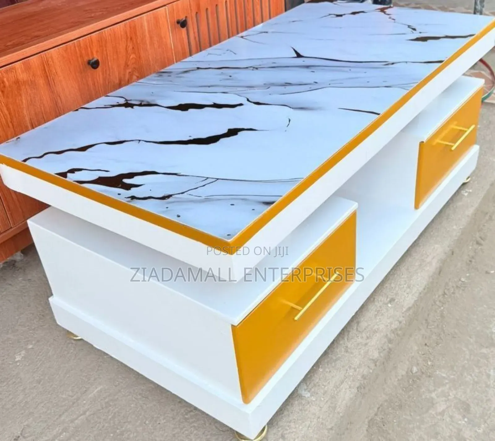 Modern Executive Coffee Table With Marble Top – Sophisticated Centerpi