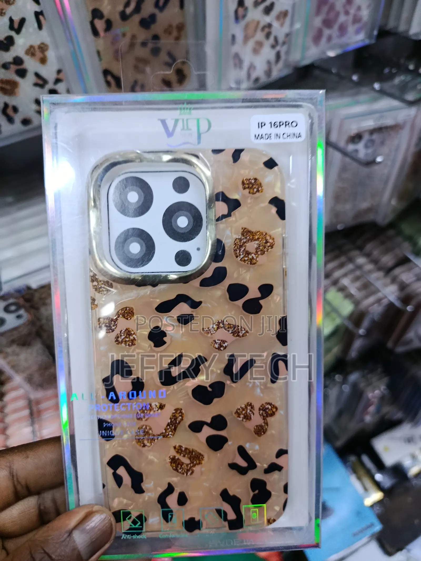 Owime Compatible With iPhone 16 Pro Case, Cheetah Print Shockproof