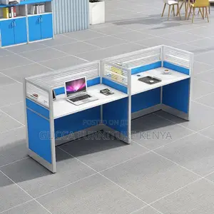 2-Way Blue Modular Straight Office Workstation