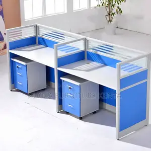 2-Way Blue Modular Straight Office Workstation