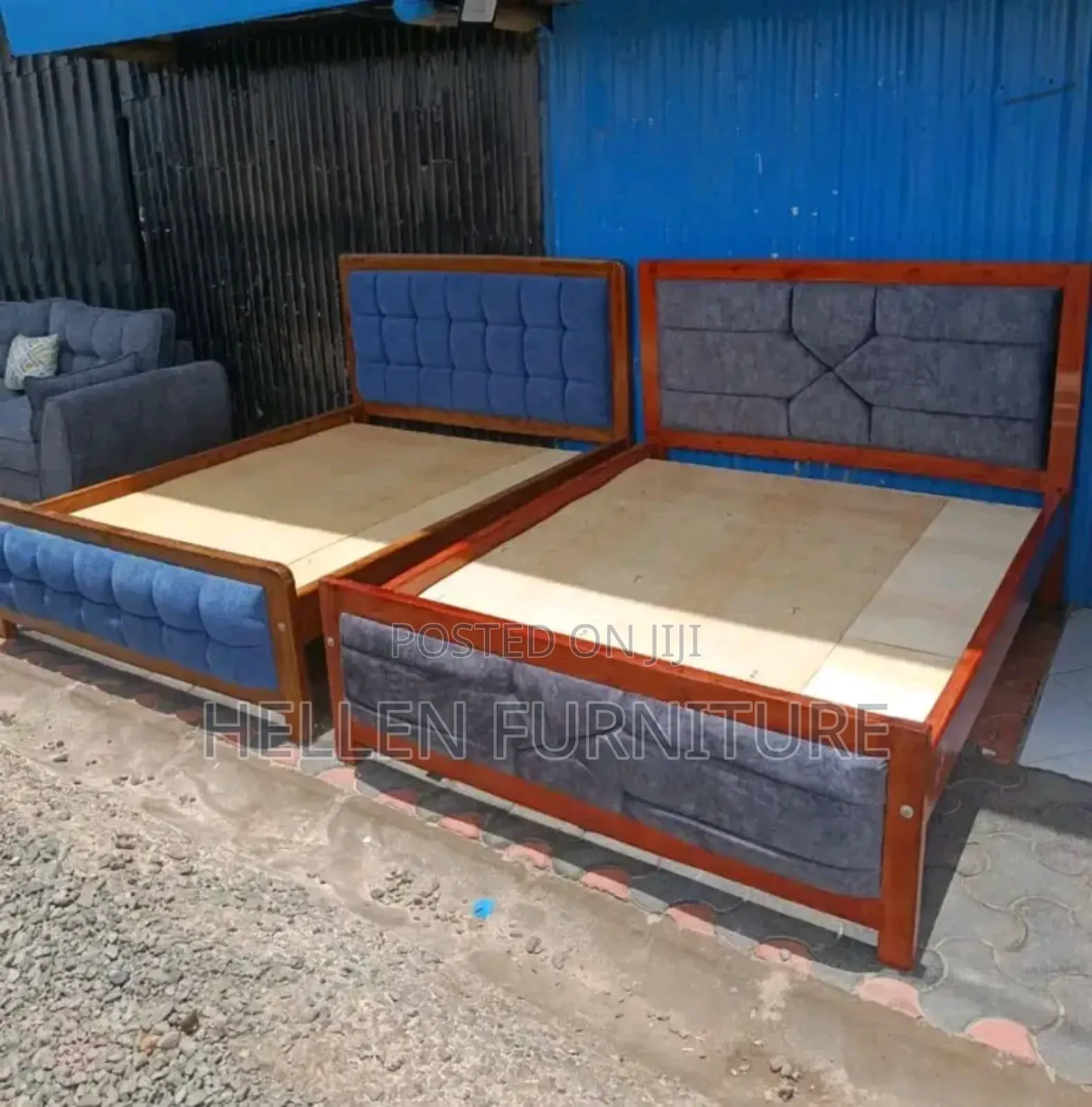 Blue and Gray Mocket Bed 5by6