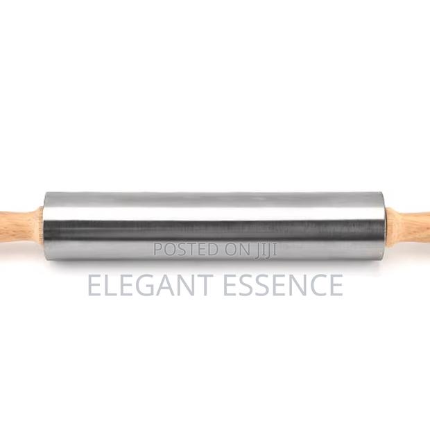 Bamboo Handle Steel Rolling Pin – 42cm