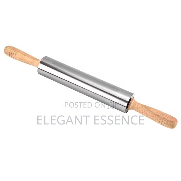 Bamboo Handle Steel Rolling Pin – 42cm - thumbnail 2