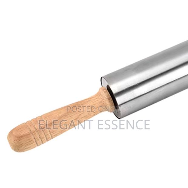 Bamboo Handle Steel Rolling Pin – 42cm - thumbnail 3