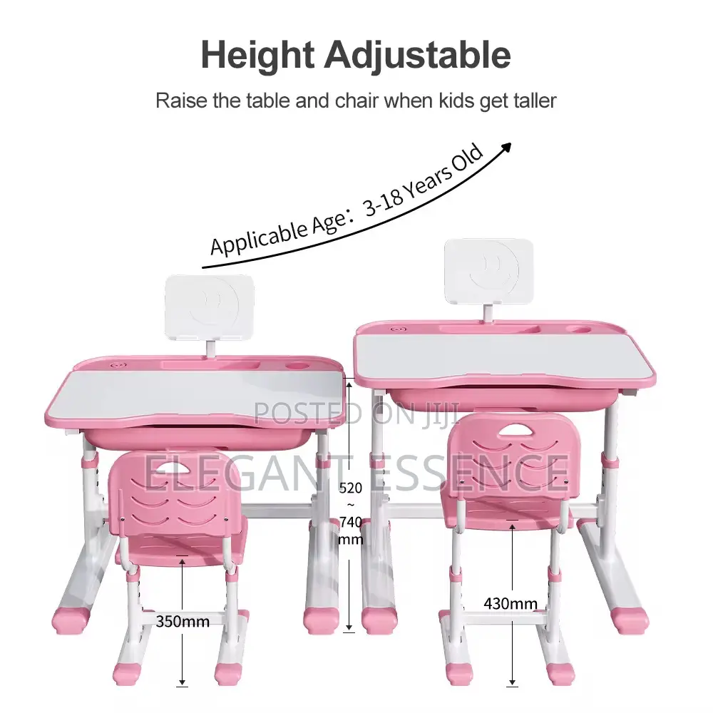 Study Desk Chair Set – Pink Strawberry Bunny Design