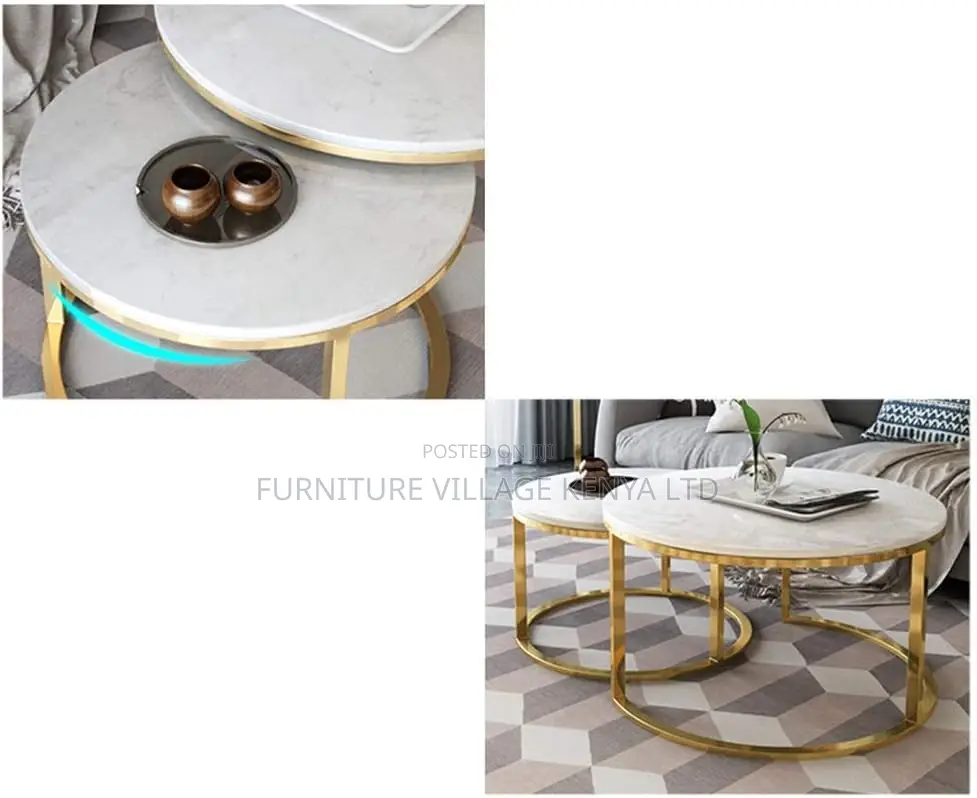 Dining Table : Marble Top Round Stackable Dininng Table