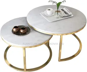 Dining Table : Marble Top Round Stackable Dininng Table