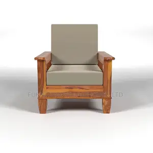 Sofa; Fabric Wooden Arms 5- Seater Sofa