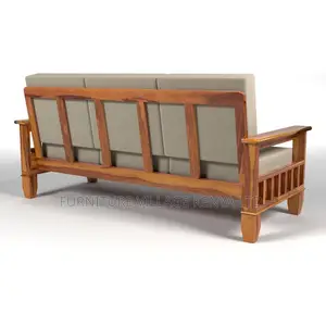 Sofa; Fabric Wooden Arms 5- Seater Sofa