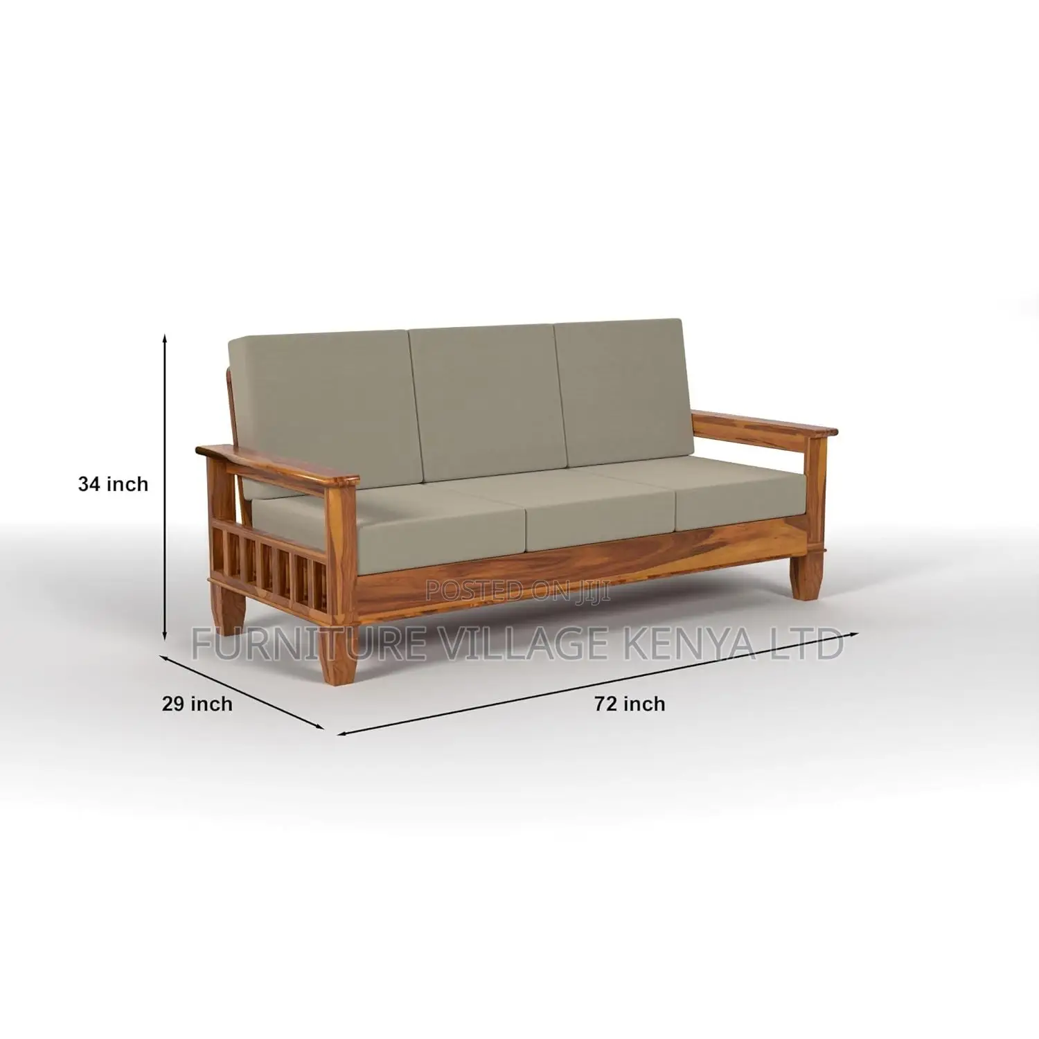 Sofa; Fabric Wooden Arms 5- Seater Sofa
