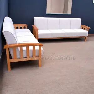 Sofa; Fabric Wooden Arms 5- Seater Sofa