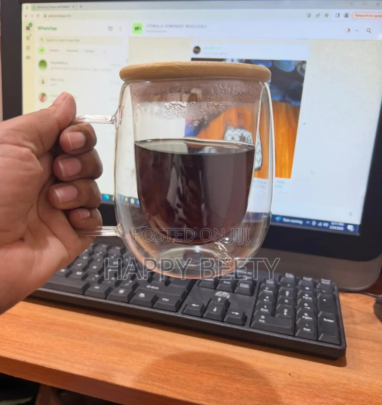 Double Wall Glass Cup With Bamboo Lid