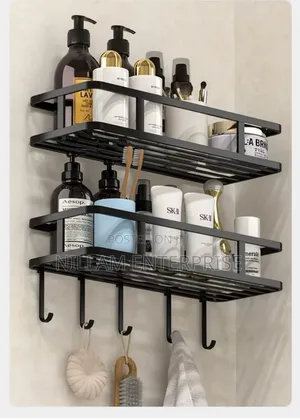 Punch-Free Wall Mounted Bathroom Rack Set*