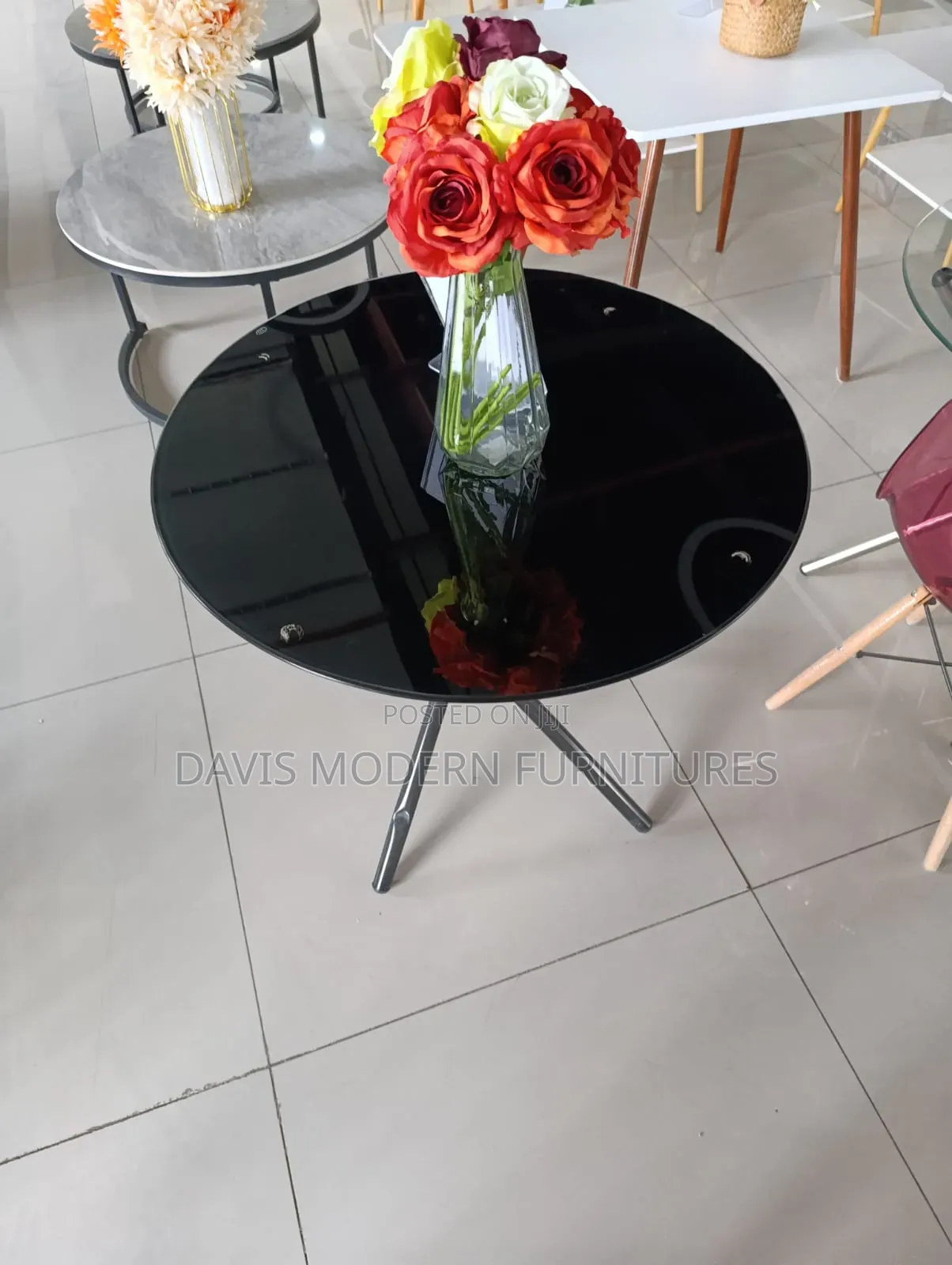 Black Round Side Table