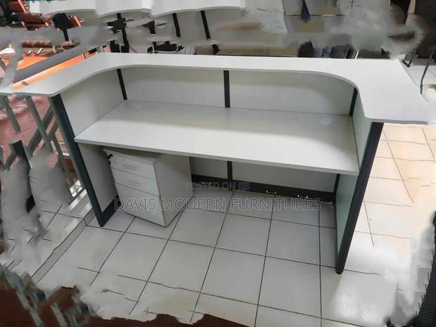 White L-Shaped Work Station - main view