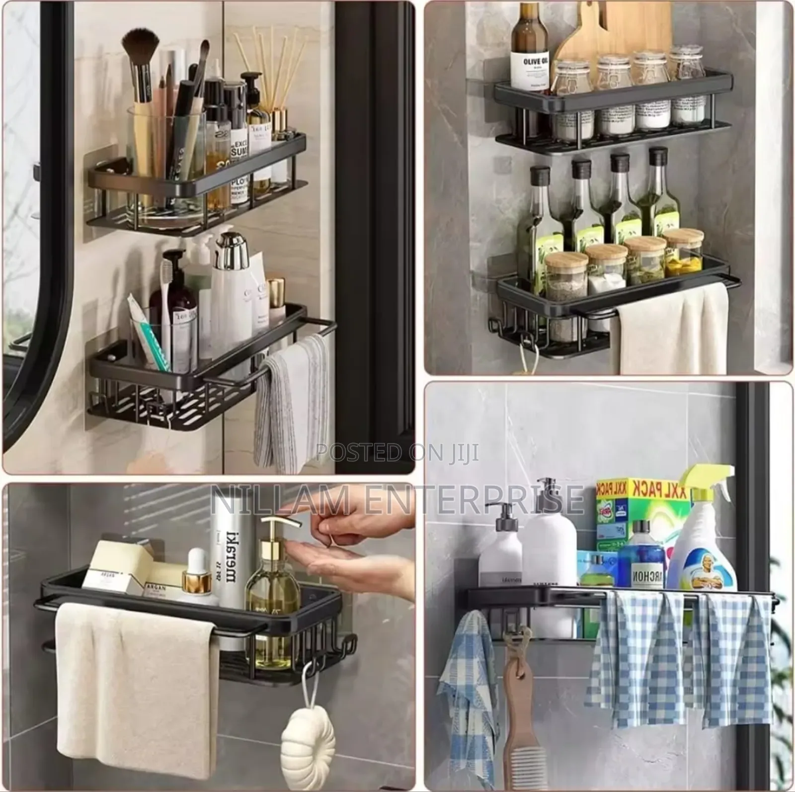 2 PCS Aluminum Alloy Rectangular Shelf With Towel Holder*