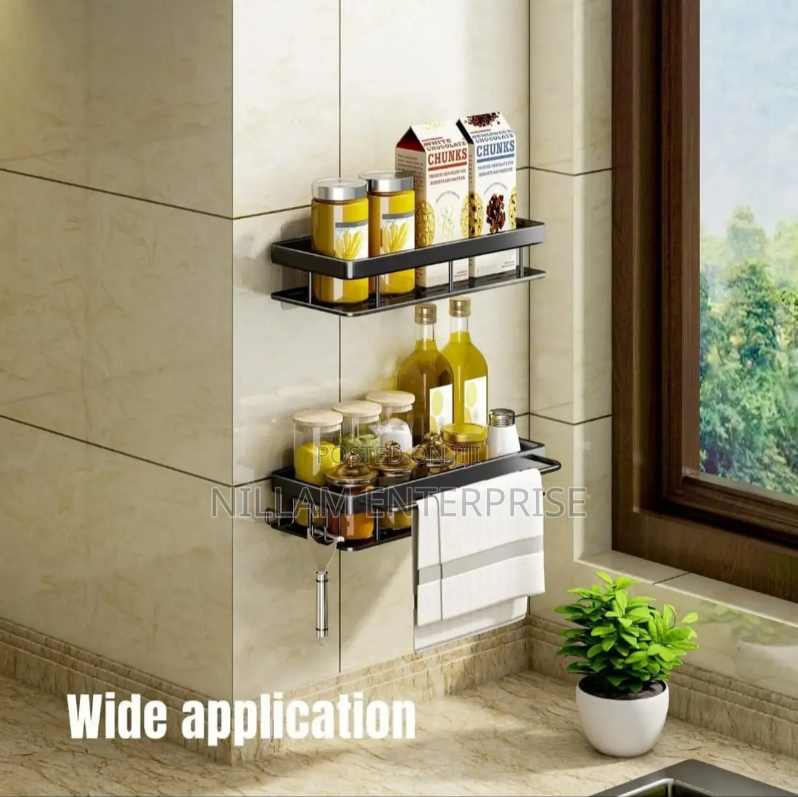 2 PCS Aluminum Alloy Rectangular Shelf With Towel Holder*