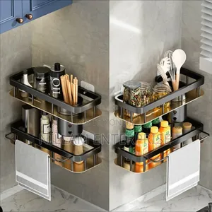 2 PCS Aluminum Alloy Rectangular Shelf With Towel Holder*