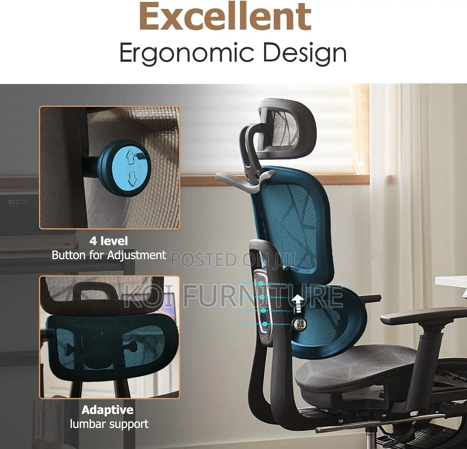 Office Chairs; Ergomomic Orthopedic Footrest Seat With High Backrest