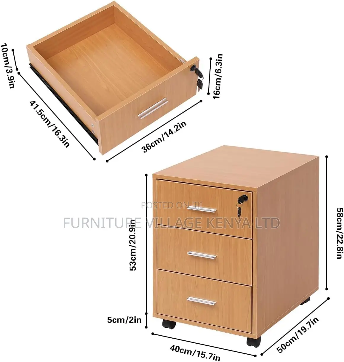 Office Cabinet; 3-Drawer Office Organizer Cabinet