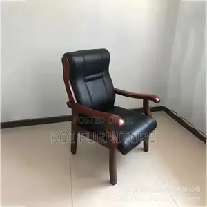 Office Chairs; Leather Executive Office Chair With Mahogany Armrest