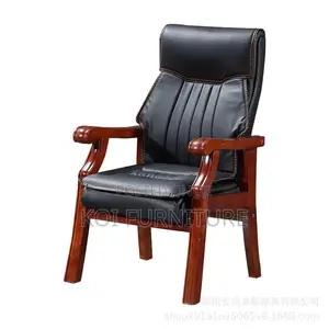 Office Chairs; Leather Executive Office Chair With Mahogany Armrest