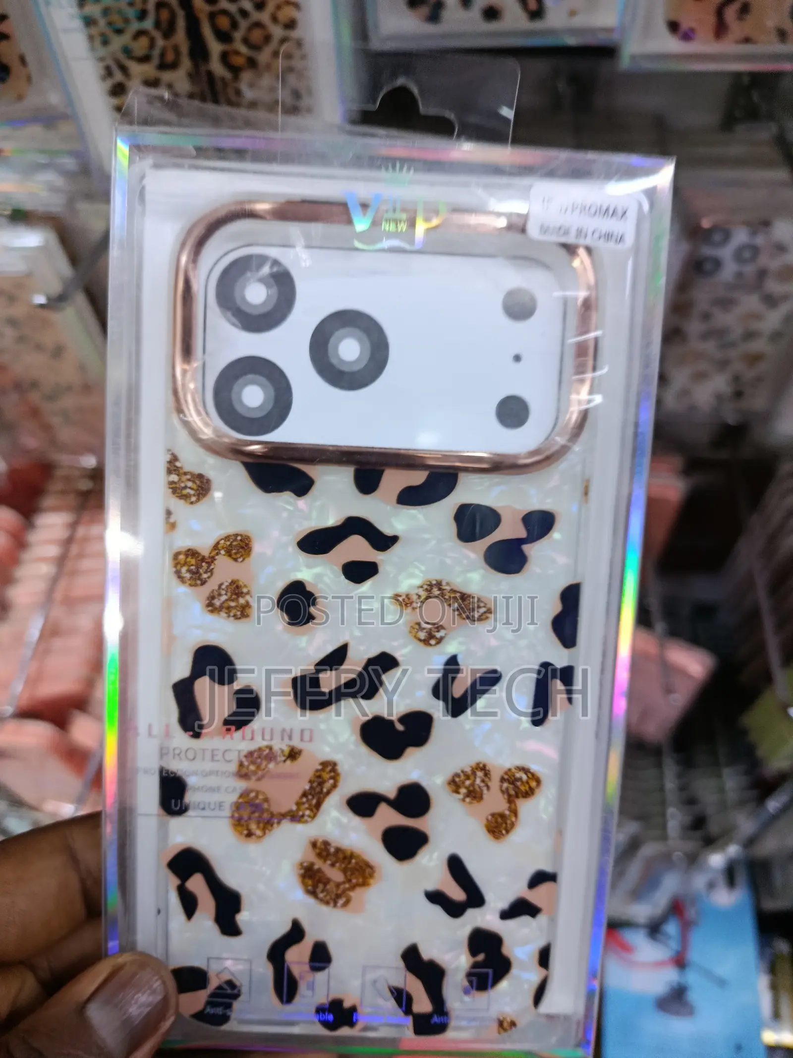 Jefonha iPhone 17 Pro Max Leopard Cheetah Print Glitter Case