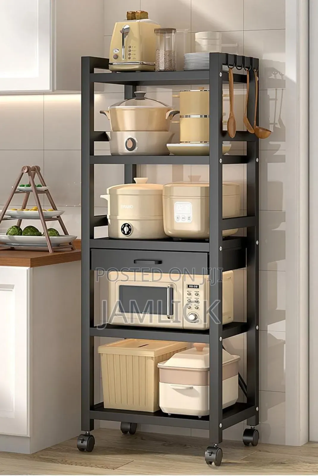 5-Tier Metallic Kitchen Rack - Av