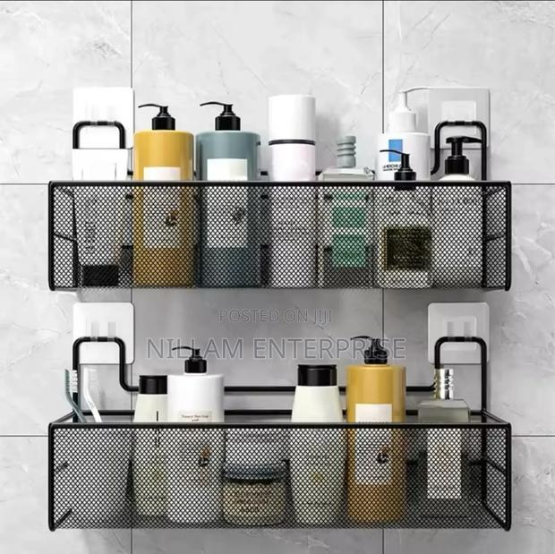 Large Mesh Bathroom Rack With Self Adhesive Stickers* - thumbnail 3