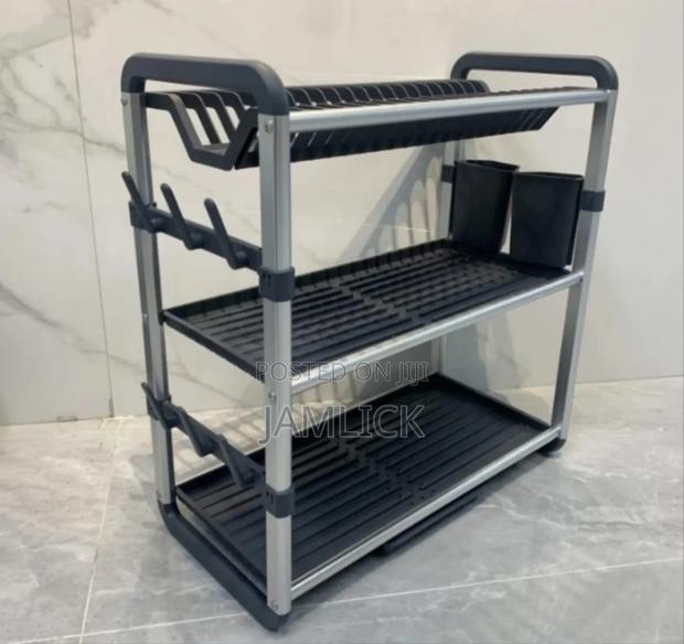 3-Tier High-Quality Carbon Steel Dish Rack - Pt