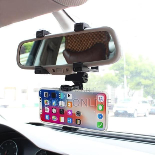 Car Rearview Mirror Phone Holder Adjustable Foldable Mount Universal - thumbnail 5