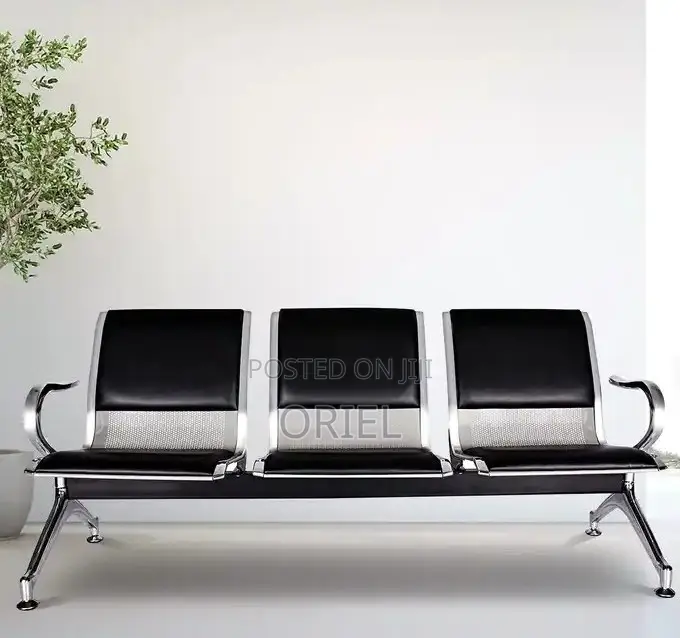 Office Bench : Office 3-Seater Padded Bench Waiting at Reception
