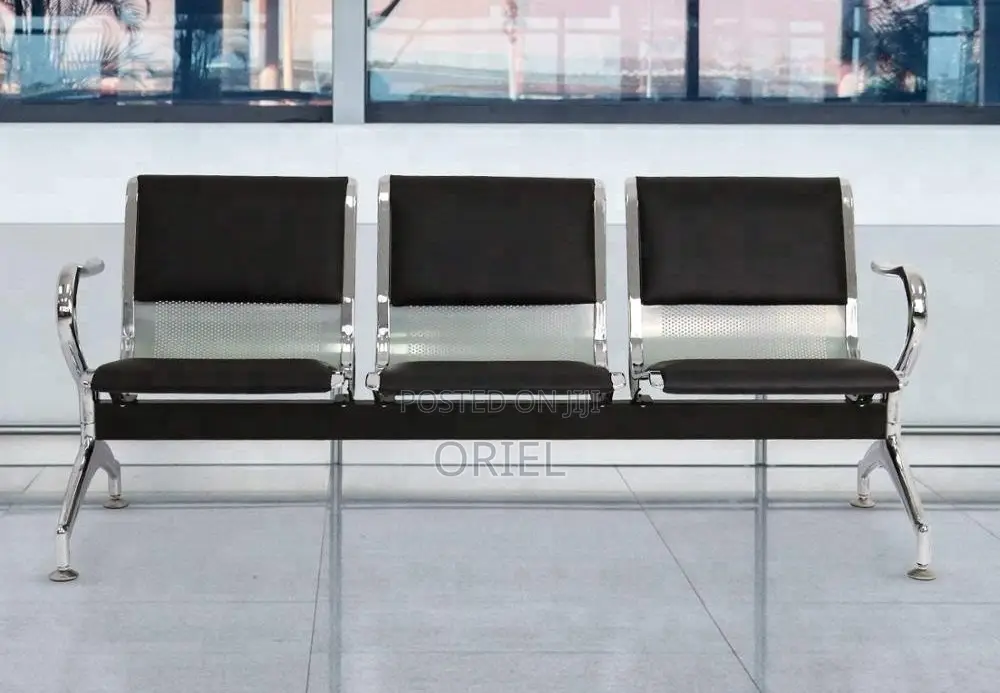 Office Bench : Office 3-Seater Padded Bench Waiting at Reception