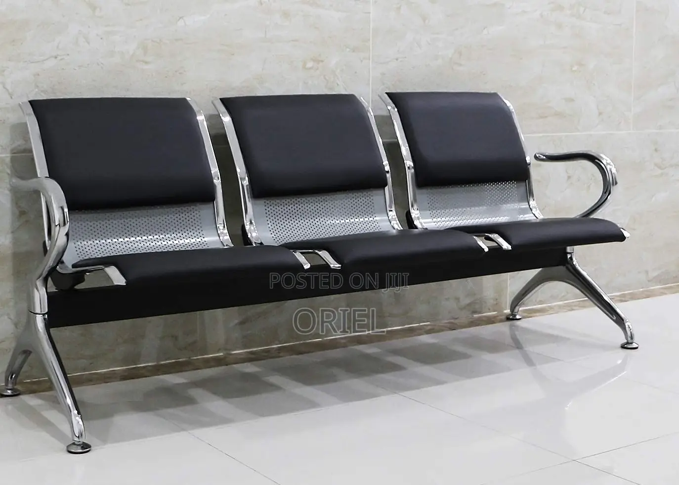 Office Bench : Office 3-Seater Padded Bench Waiting at Reception