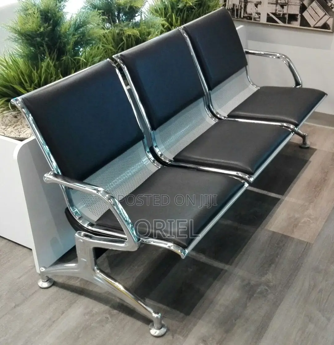 Office Bench : Office 3-Seater Padded Bench Waiting at Reception