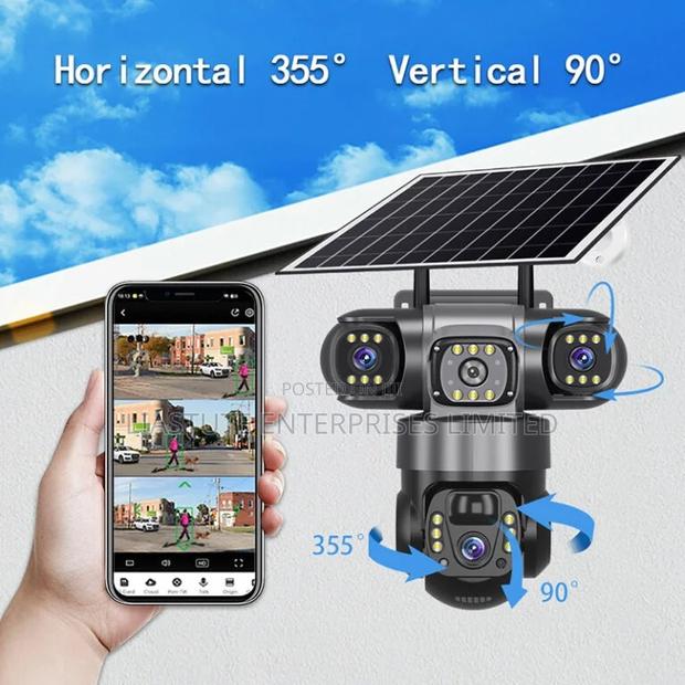 4g Solar Powered Triple Lens CCTV Camera