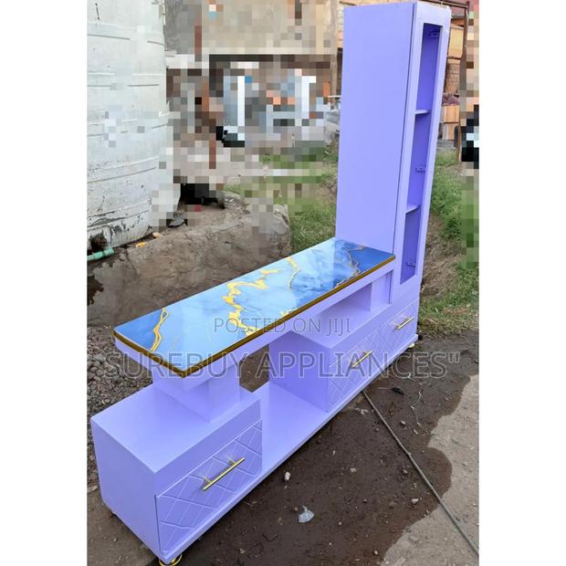 Executive Marble Tv Stand With Display Shelf Cabinet