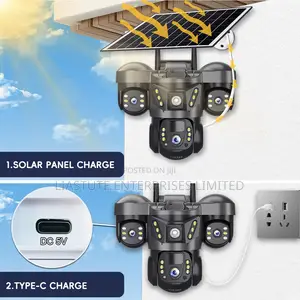 Solar PTZ Triple Lens CCTV Dual Charging, 360° View Night Vision