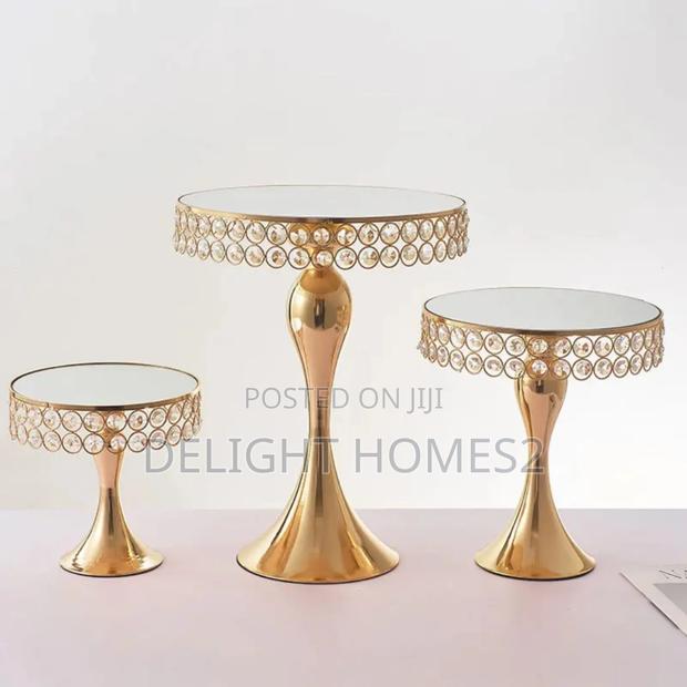 3pcs Gold Cake Stands With Stainless Steel Mirror_