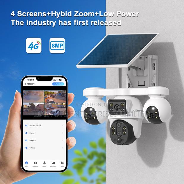 4g Solar Security Camera – 8mp Hd Outdoor Smart CCTV With Quad View